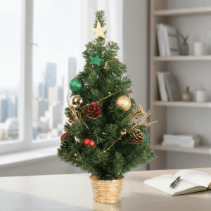 30cm christmas artificial table top tree with bows Ornaments ball poinsettia flowers pinecone xmas decoration