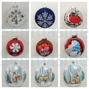 Custom Logo Luxury Glass Christmas Ball Ornaments - Set of 8 in Gift Box