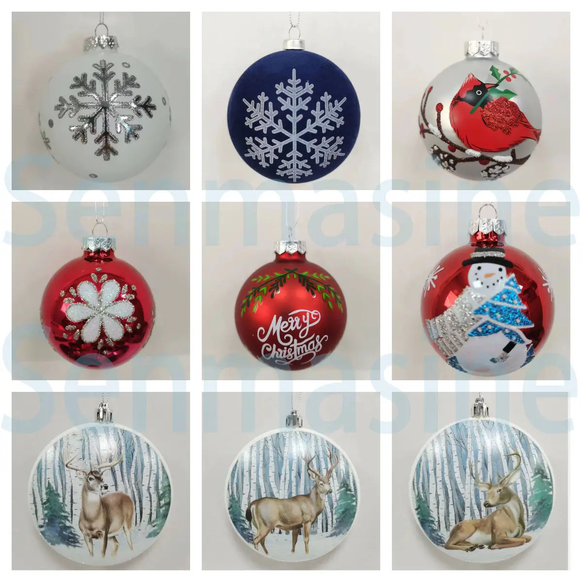 Custom Logo Luxury Glass Christmas Ball Ornaments - Set of 8 in Gift Box