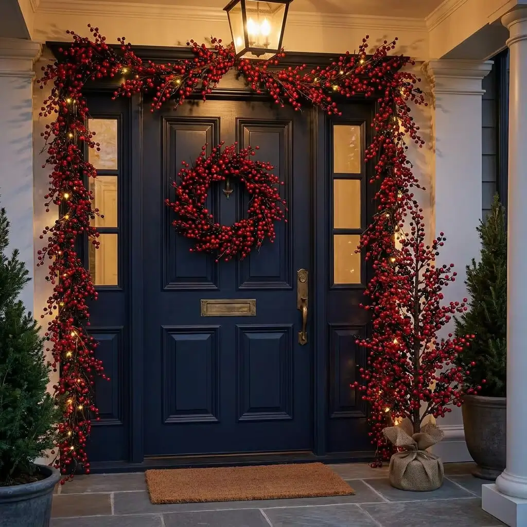 red berry christmas wreath door decoration