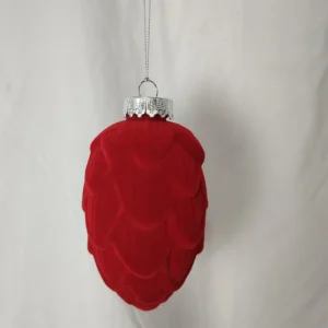 red flocked christmas ball