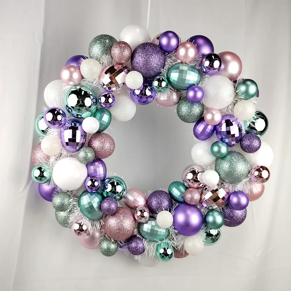 Mermaid Style Christmas Shatterproof Bauble Wreath Set Tabletop Tree Garland