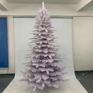 210cm pink flocked slim artificial Christmas tree
