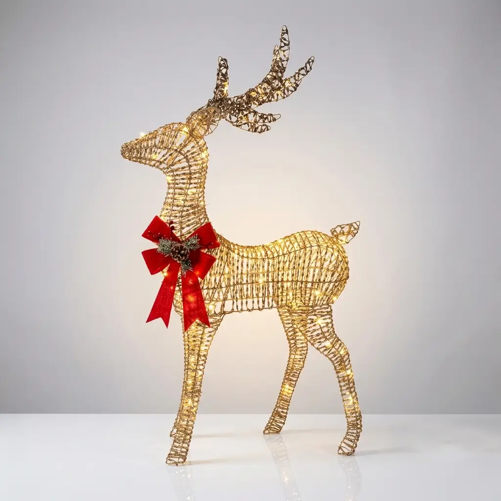 Outdoor Light-Up Wicker Christmas Reindeer | Yard & Commercial Decor Best-Seller – Top Choice for Overseas Christmas Procurement