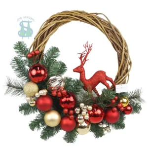 24inch christmas door wreath with ball ornaments deer front door festival party home decoration
