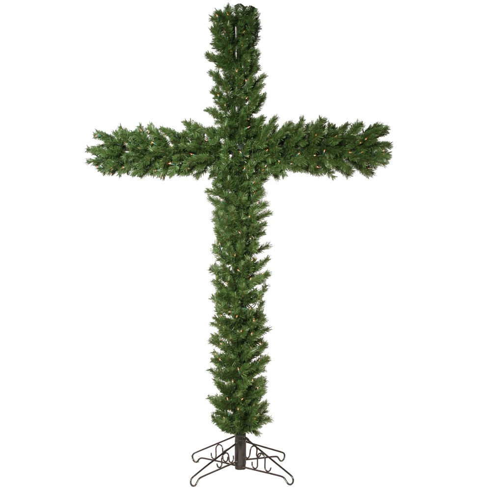 Pre-Lit Cross Christmas Tree with Warm White LED Lights
