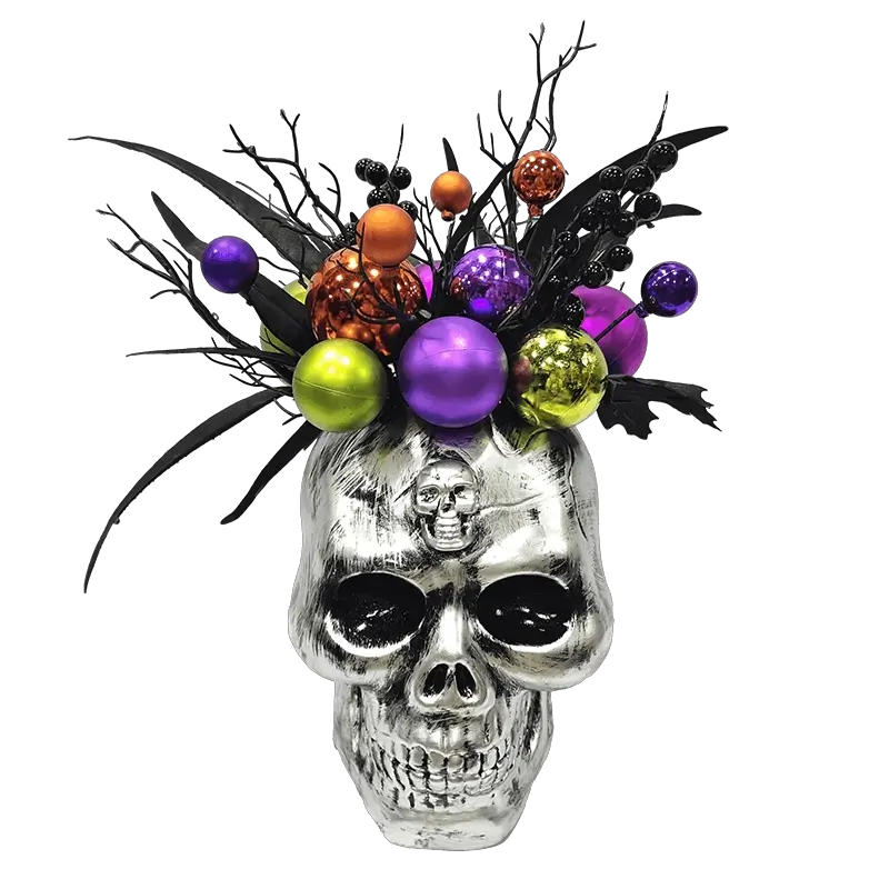 Multiple Styles Halloween Skeleton skull with Witch Hat Spooky Eyes Baubles decoration