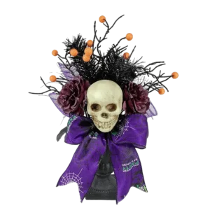 Halloween Skull Decoration with Skeleton Glitter Black dead Branch Artificial Big Rose Flowers