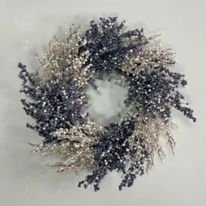 24 Inch blue white berry wreaths for winter front door farmhouse hanging Christmas decoration