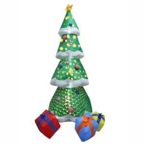 Inflatable Christmas Tree Blow Up Xmas Decoration Build-in Led Lights Indoor Outdoor Holiday Decorative