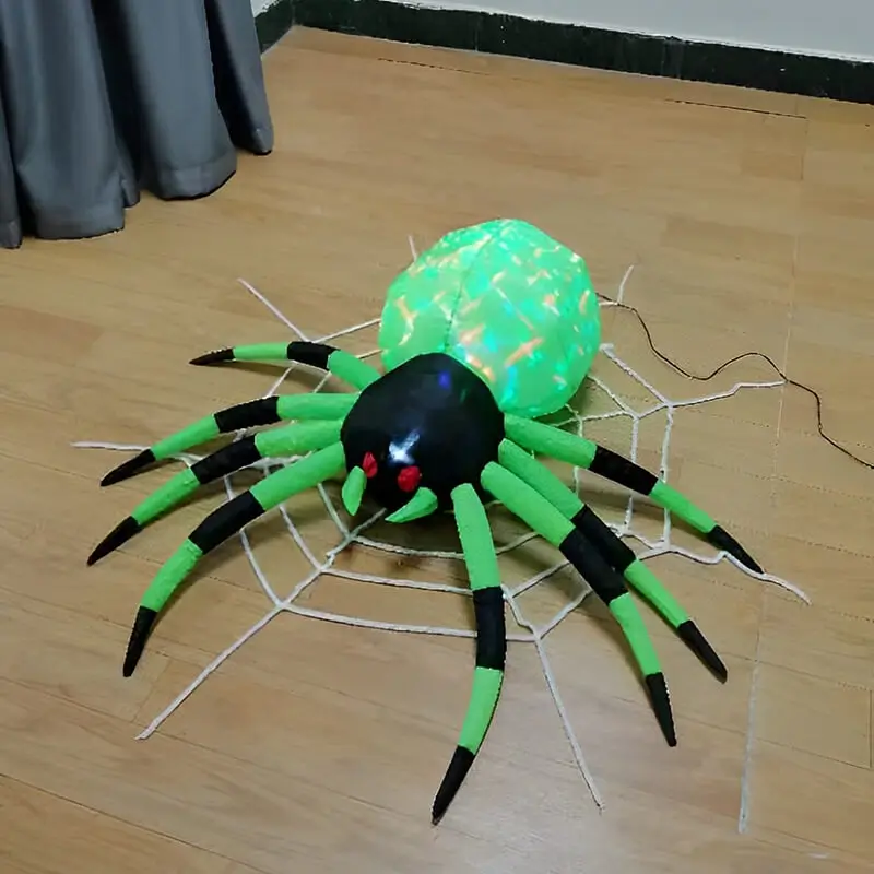 Halloween Inflatable Spider With Built-in Led Multi Moving Projector Light Outdoor Party Decoration