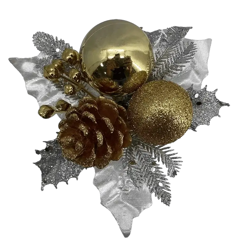 Artificial Christmas tree decorative picks With Artificial Leaves Pine Glitter Pinecone