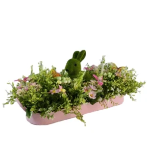 Senamsine rabbit easter decorations spring plants mixed artificial flowers greenery bunny Office Decor