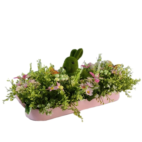 Senamsine rabbit easter decorations spring plants mixed artificial flowers greenery bunny Office Decor