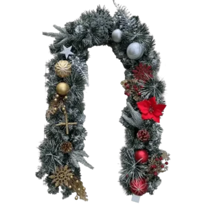 6ft pre lit christmas decorations garland for hanging front door decor mixed poinsettia flowers ball ornaments