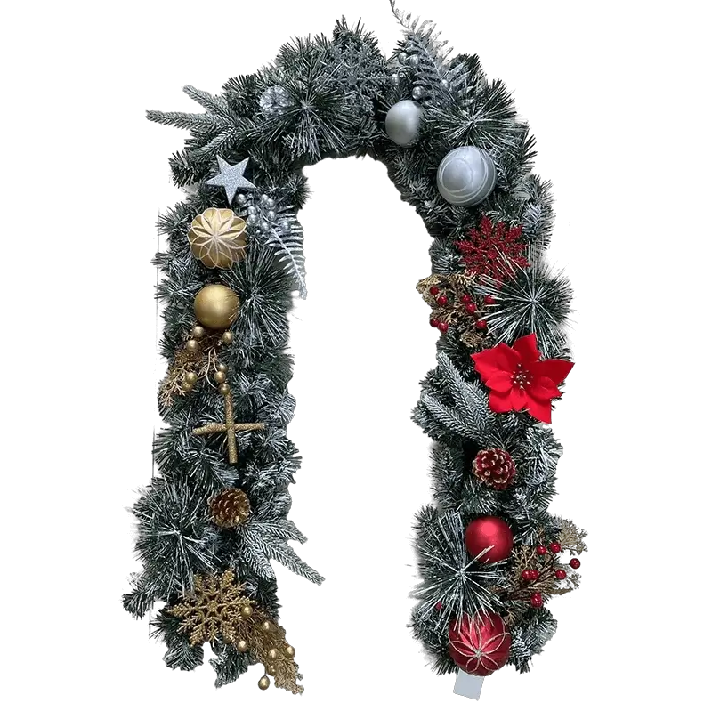 6ft pre lit christmas decorations garland for hanging front door decor mixed poinsettia flowers ball ornaments