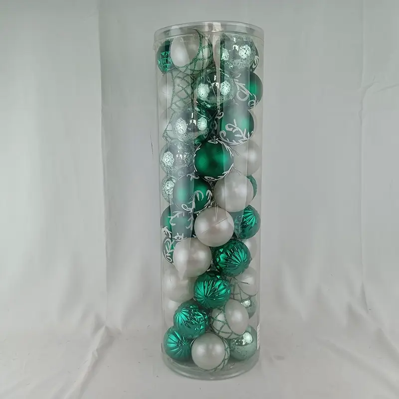50pcs Christmas balls set for holiday tree hanging decoration 60mm green white ornaments