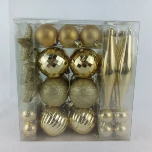 Gold christmas ball ornaments for tree hanging plastic shatterproof ornaments xmas decor