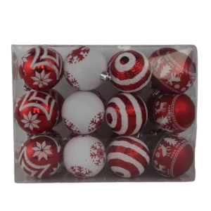 christmas shatterproof red white baubles sets