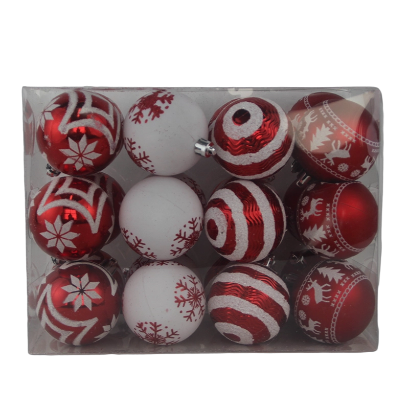 24pcs balls christmas shatterproof red white baubles sets holiday party home hanging decor ornaments