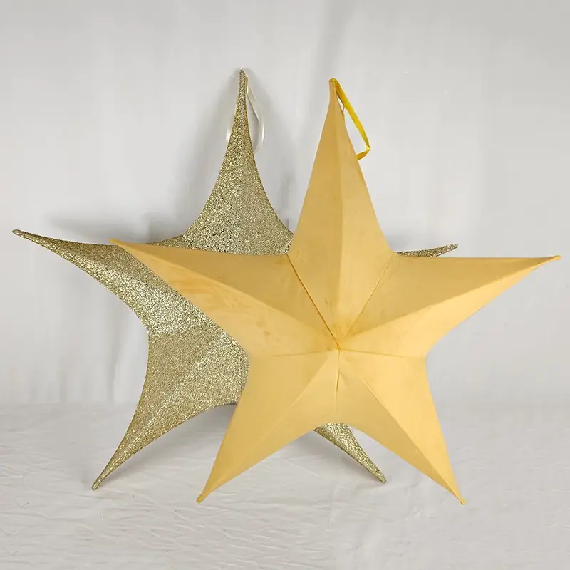 Hanging Gold Christmas Foldable Star fabric ornament​ Multiple colors available shining star
