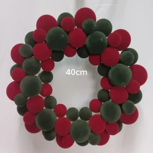 Luxury Flocked Christmas Ball Wreath 3-Piece Set Garland + Ornament Cone Tree + Wreath Christmas Decor Set