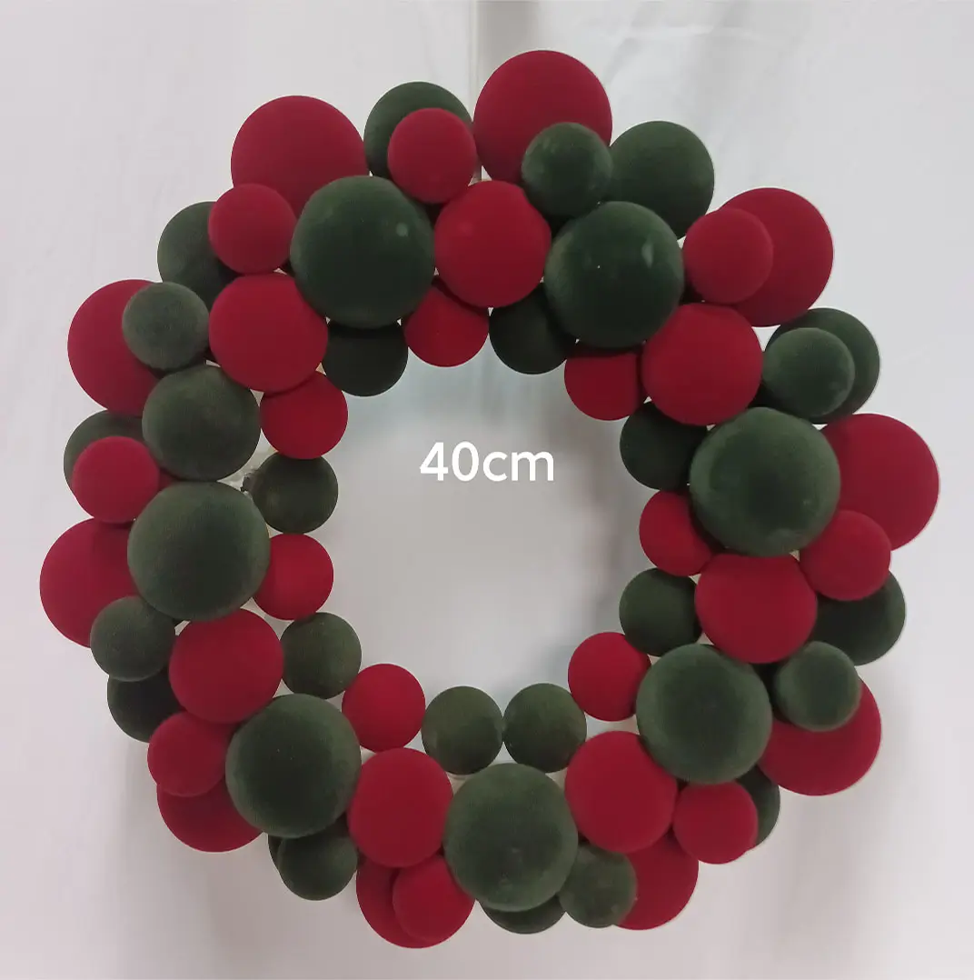 Luxury Flocked Christmas Ball Wreath 3-Piece Set Garland + Ornament Cone Tree + Wreath Christmas Decor Set