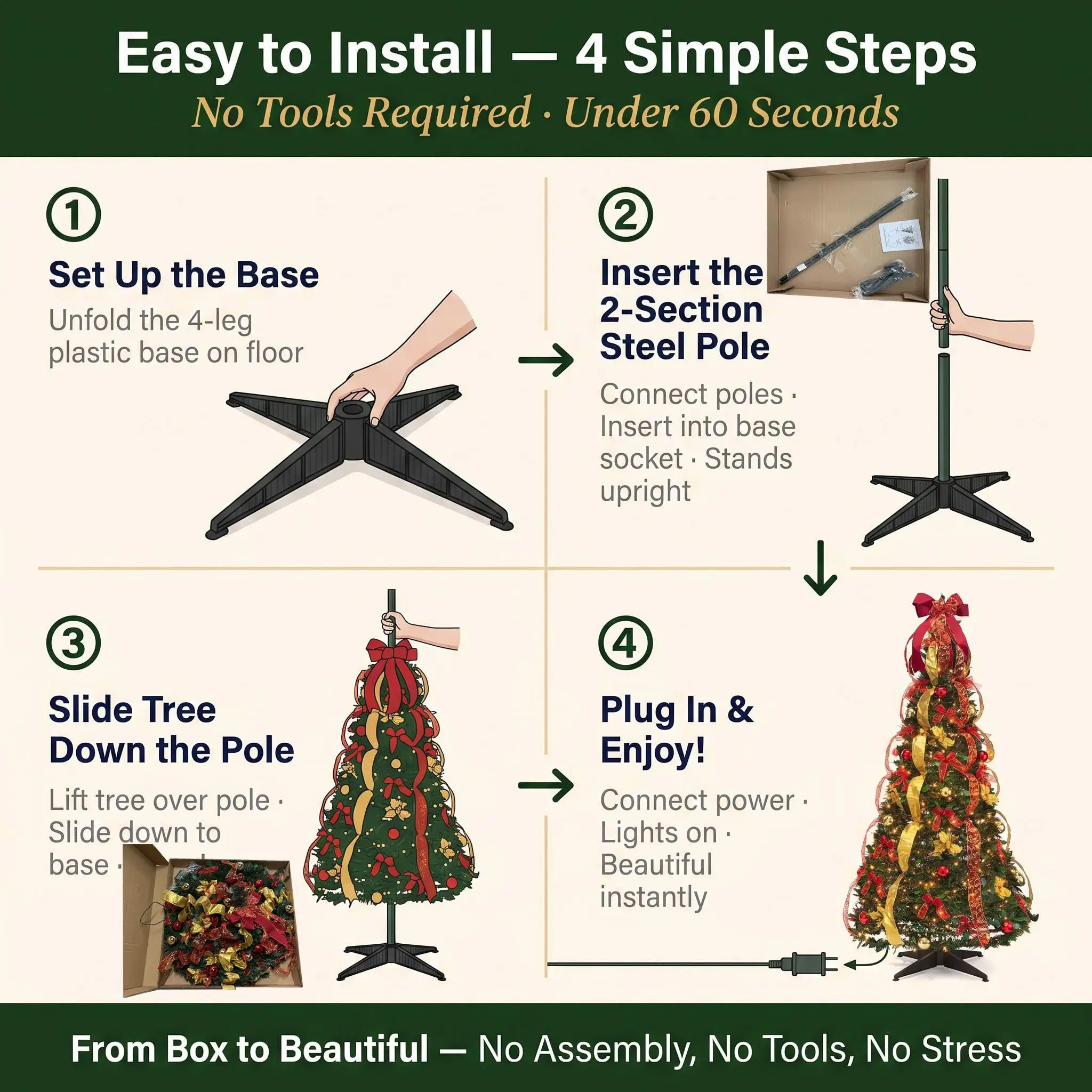 easy up christmas tree with lights