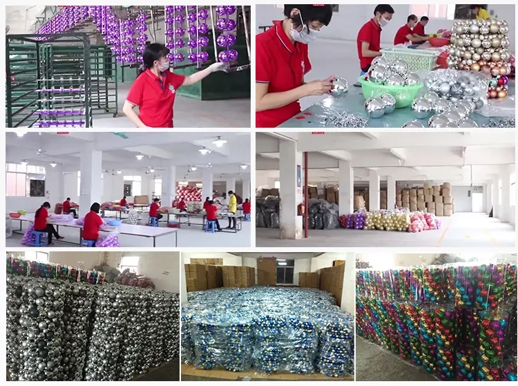 Export packaging and quality inspection workshop for Christmas baubles