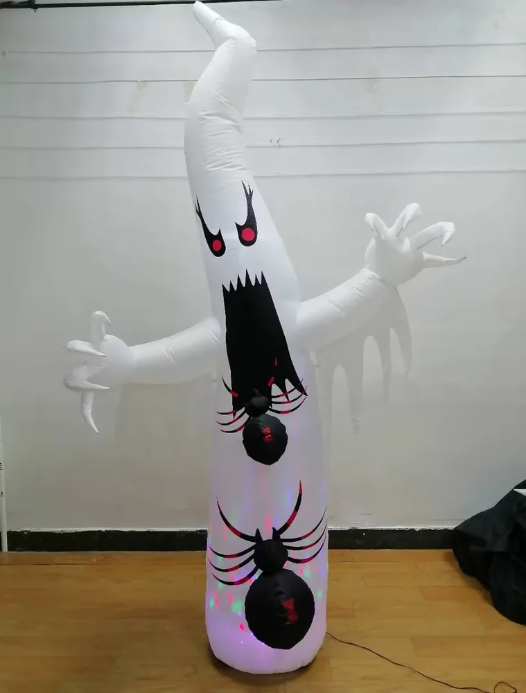 Inflatable scary ghost Halloween yard decoration with built-in color LED lights
