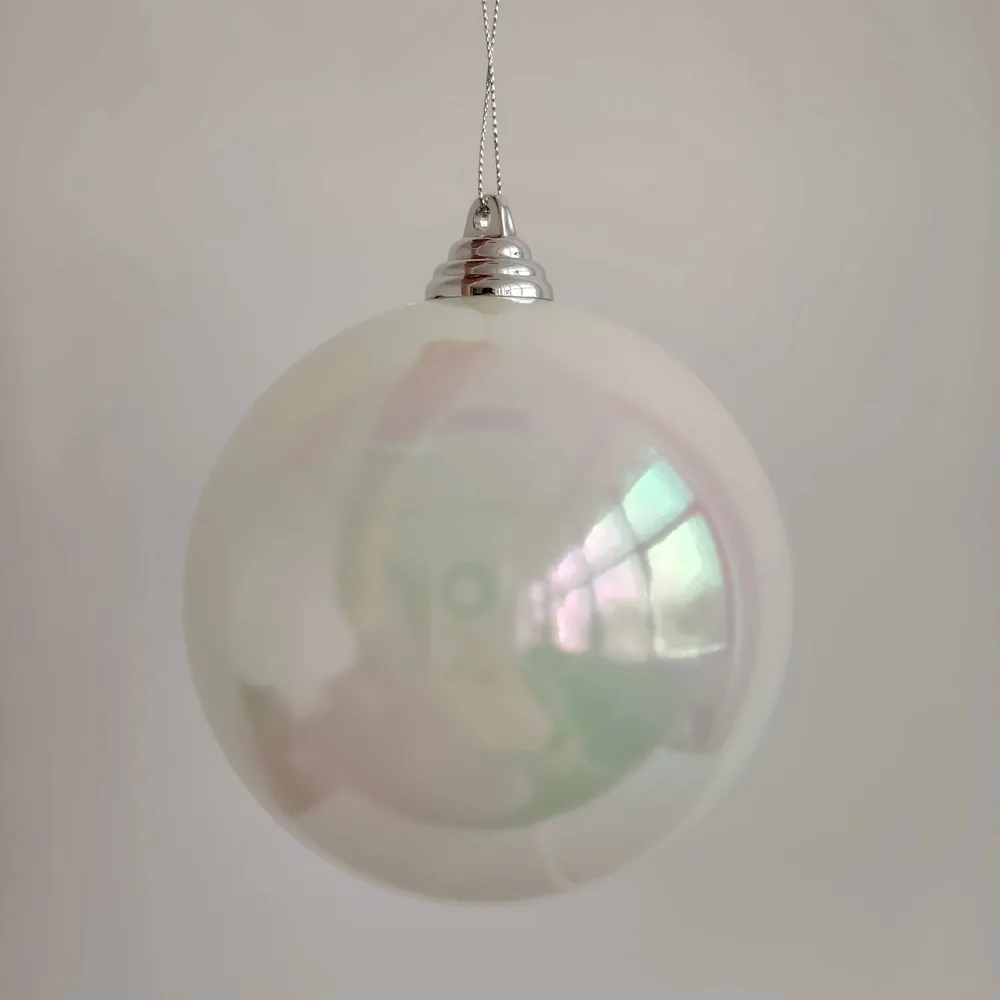 Pearl white iridescent finish Christmas ball ornament